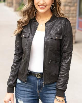 Take me Home - Black Quilted Bomber Jacket w/Faux Fur Lined Hood – Fate &  Co.