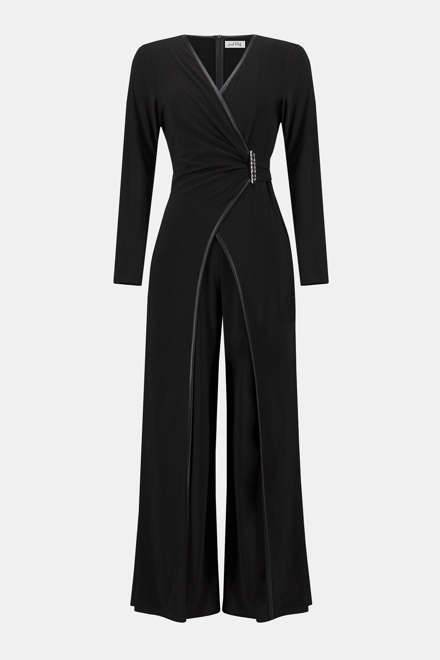 Silky Knit & Leatherette Wide-Leg Jumpsuit 253249-SALE