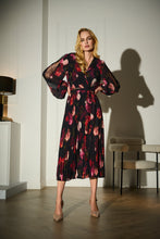 Load image into Gallery viewer, Signature | Pleated Chiffon Floral Fit & Flare Dress 253774