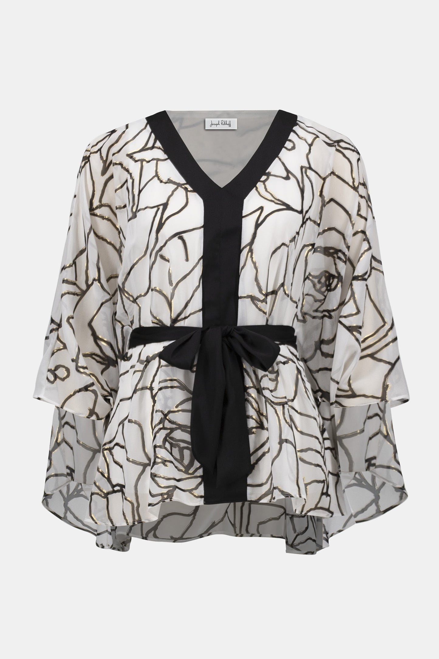 Signature | Chiffon & Satin Foiled Floral Print Poncho Top 253795-SALE