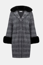 Load image into Gallery viewer, Feather Yarn Plaid Jacquard Coat with Faux Fur Trim 253900