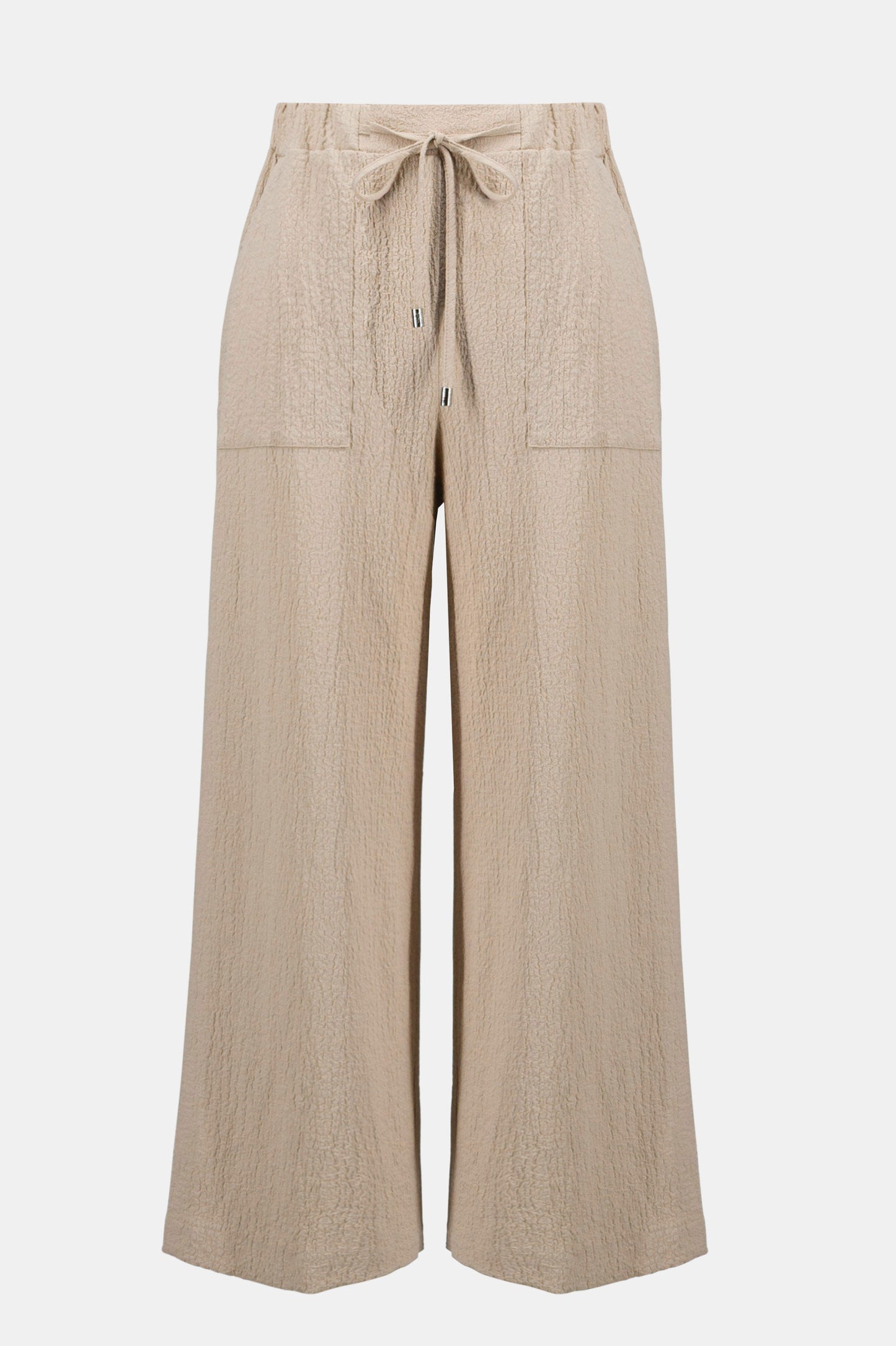 Seersucker Pull-On Crop Pants With Front Pockets 261197