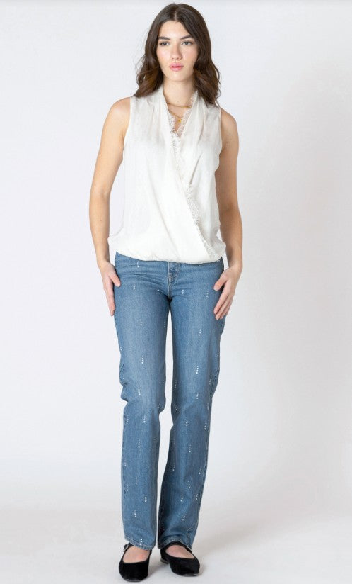 Lace Insert Wrap Blouse 2623502 SALE