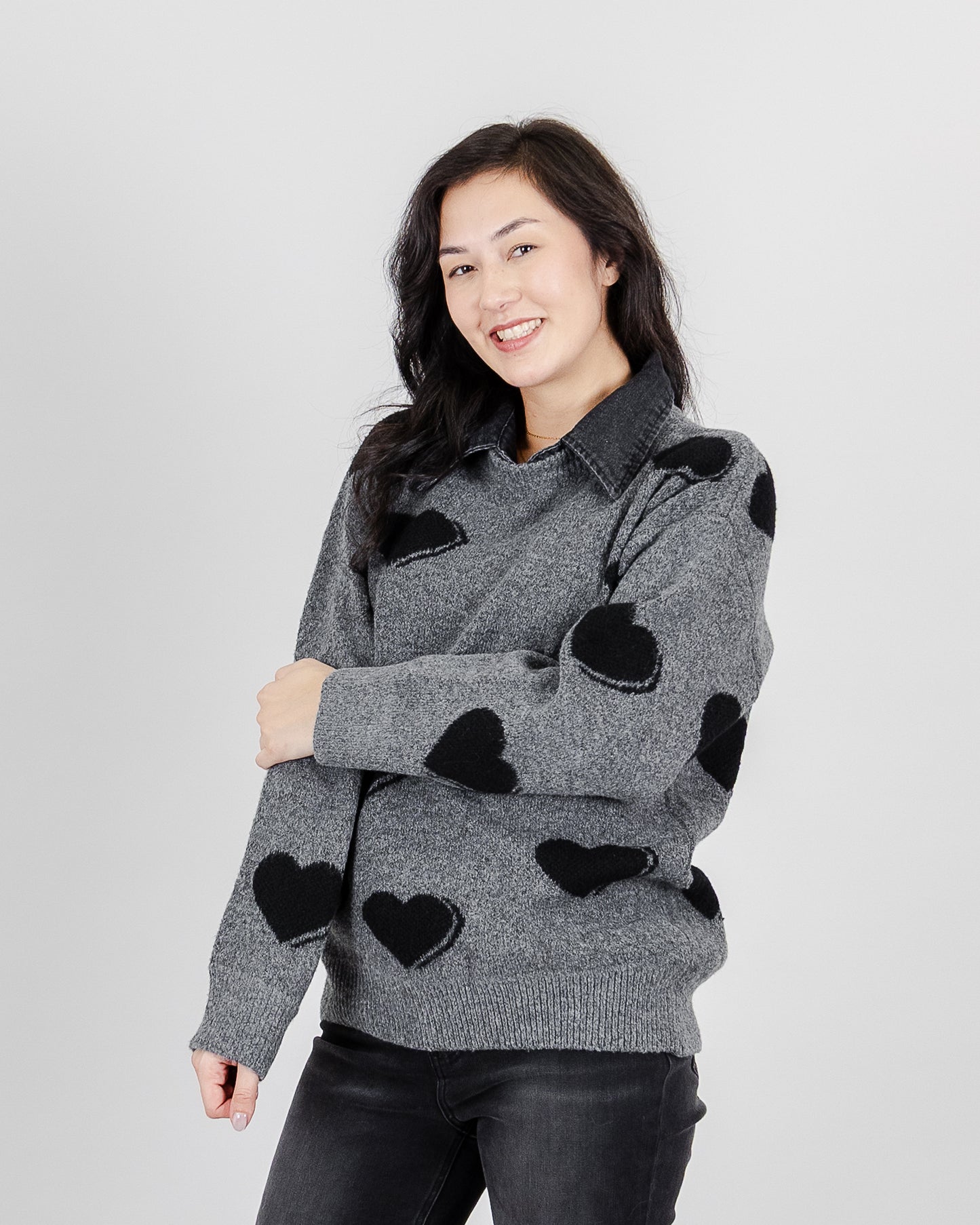 Black Hearts Knit Sweater