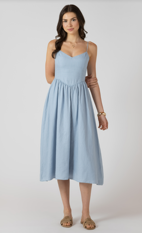 Light Denim Blue V-waist Maxi Dress 2722530 – FATE