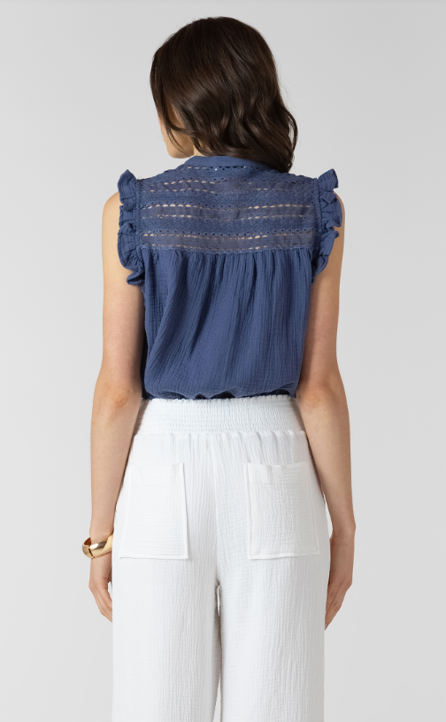 Lace Insert Button Front Blouse 2723512