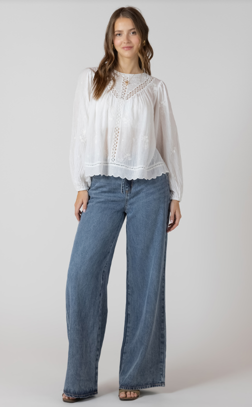 Crochet Detail Embroidered Blouse 2723706