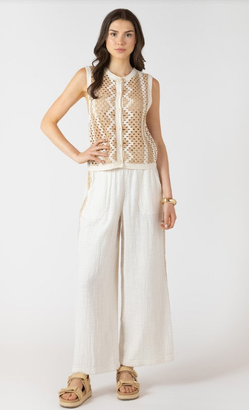 Button Back Open Work Sweater 2727012