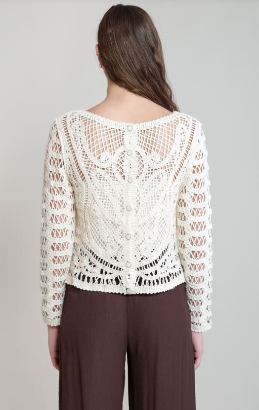 LS Button Back Crochet Top 2827020