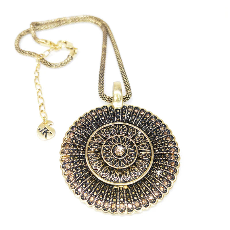 Amber Aztec Gold Necklace