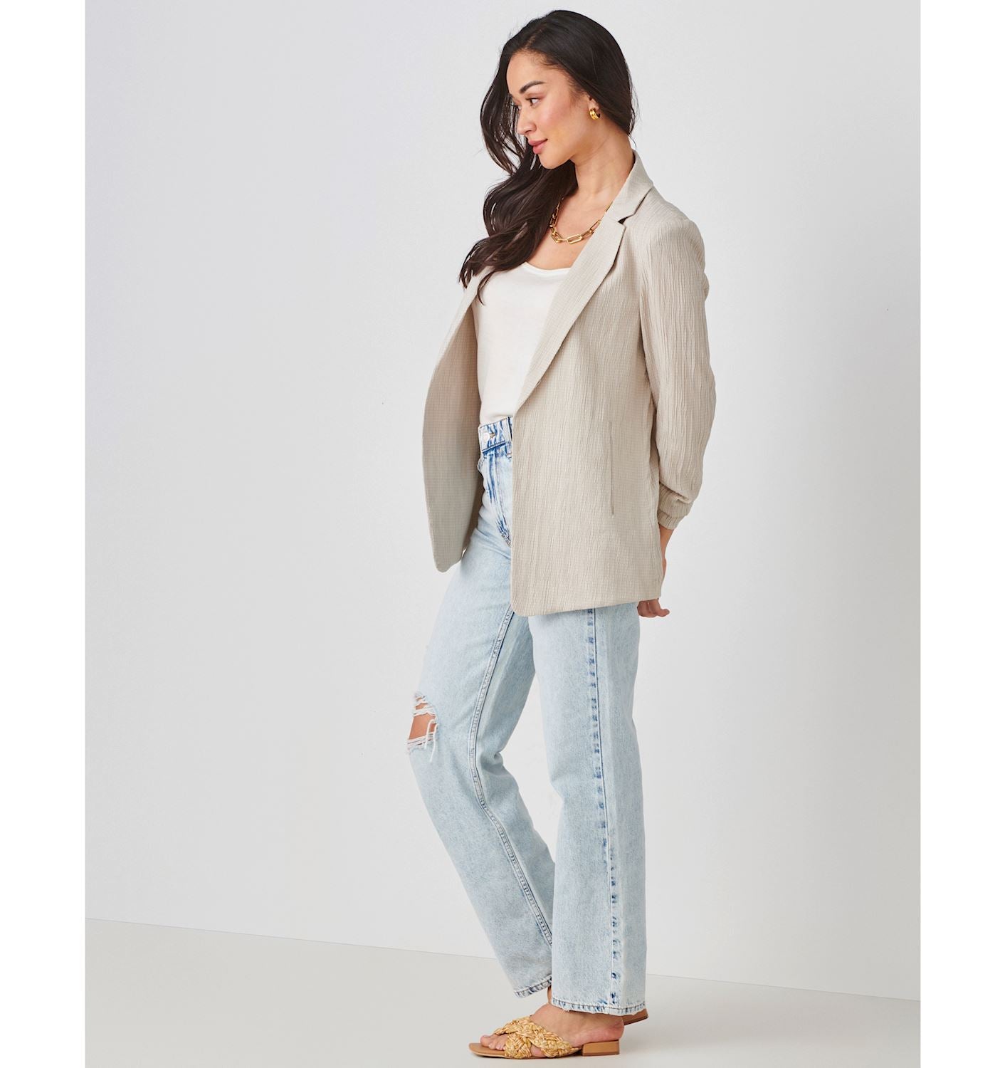 Ruched Sleeve Lightweight Jacket 423814-SALE