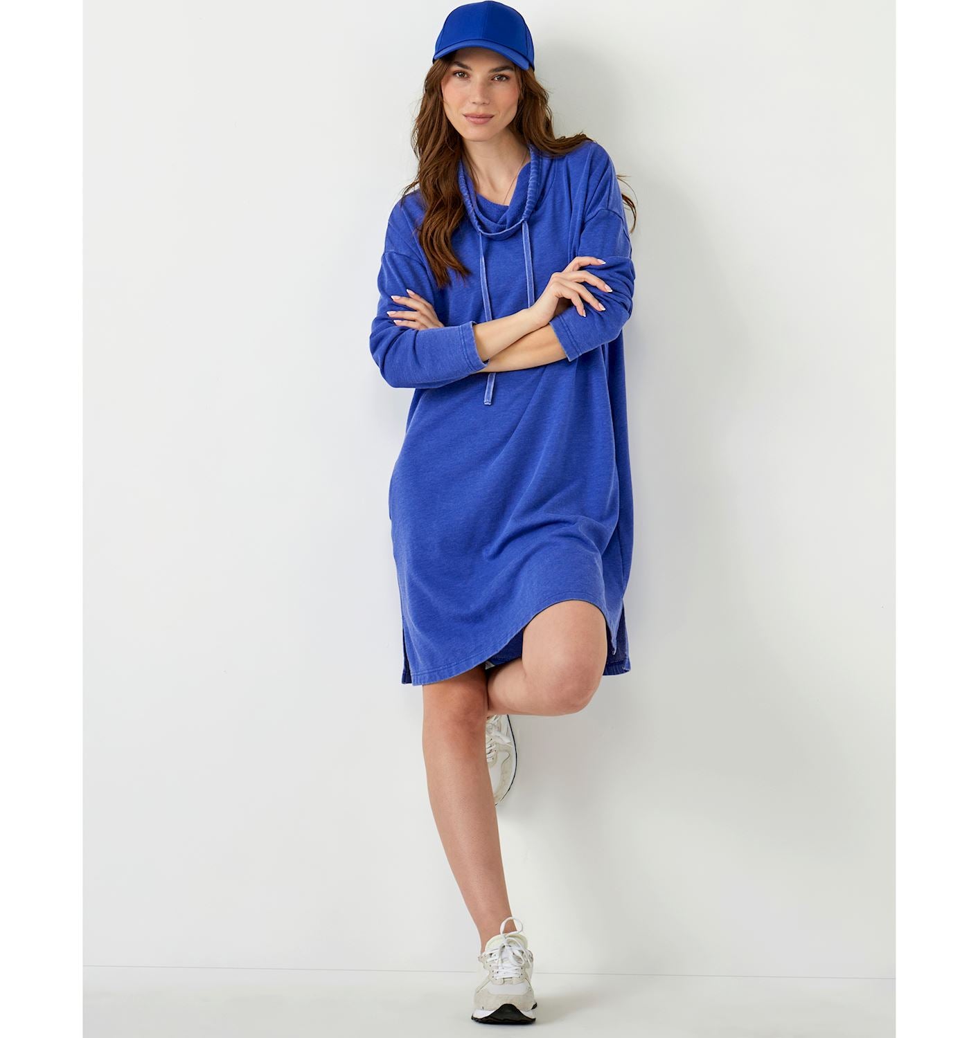 Funnel Neck Sweater Dress-Cobalt Blue SALE