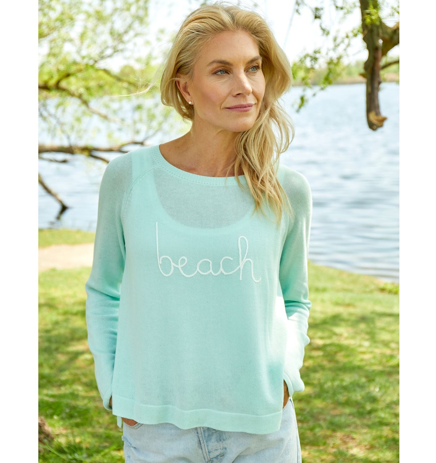 Cotton Blend Crew Neck Top