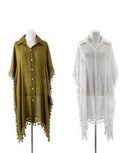 Load image into Gallery viewer, Button Cover Up Top w/Tassle Fringe