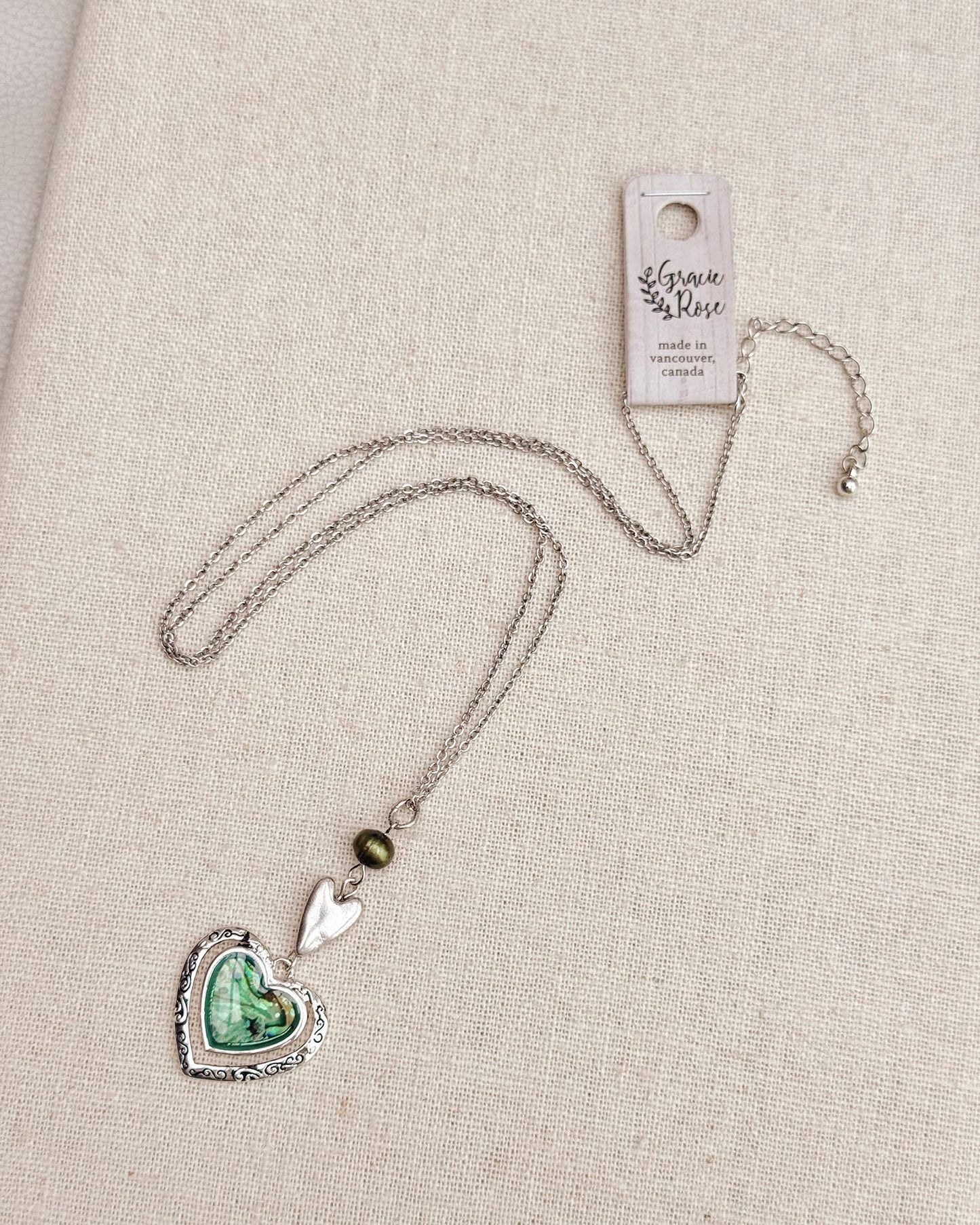 Green Abalone Heart Necklace