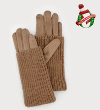 Load image into Gallery viewer, Ribbed Wrist-Warmer Faux Suede Gloves
