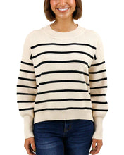 Load image into Gallery viewer, Crew Neck Striped Sweater-Natural/Black SALE