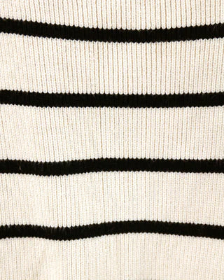 Crew Neck Striped Sweater-Natural/Black SALE