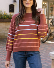 Load image into Gallery viewer, Crew Neck Striped Sweater in Terracotta Stripe SALE