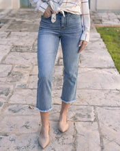 Load image into Gallery viewer, Crop Flare Denim in Medium Standard Wash SALE
