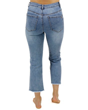 Load image into Gallery viewer, Crop Flare Denim in Medium Standard Wash SALE