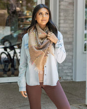 Load image into Gallery viewer, Fall Fun Plaid Scarf in Tan