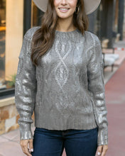 Load image into Gallery viewer, Foiled Cable Knit Sweater in Champagne Shimmer SALE