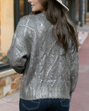 Load image into Gallery viewer, Foiled Cable Knit Sweater in Champagne Shimmer SALE