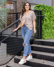 Load image into Gallery viewer, High-Rise Girlfriend Jeans in Distressed Mid-Wash