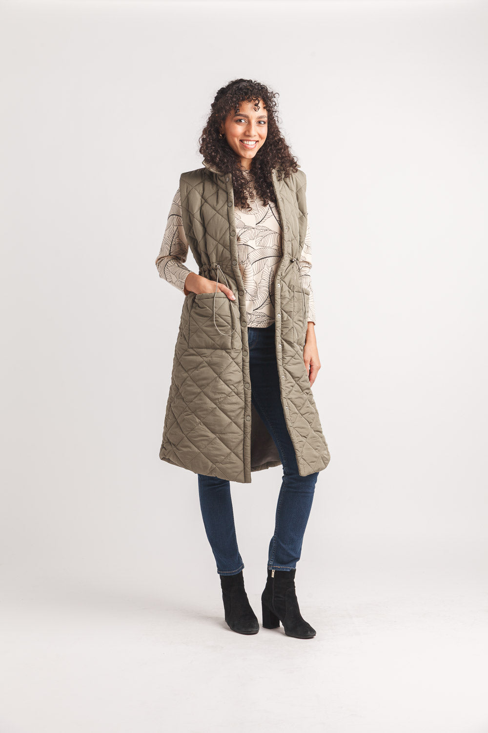 Puffer Vest with Drawstring Waist