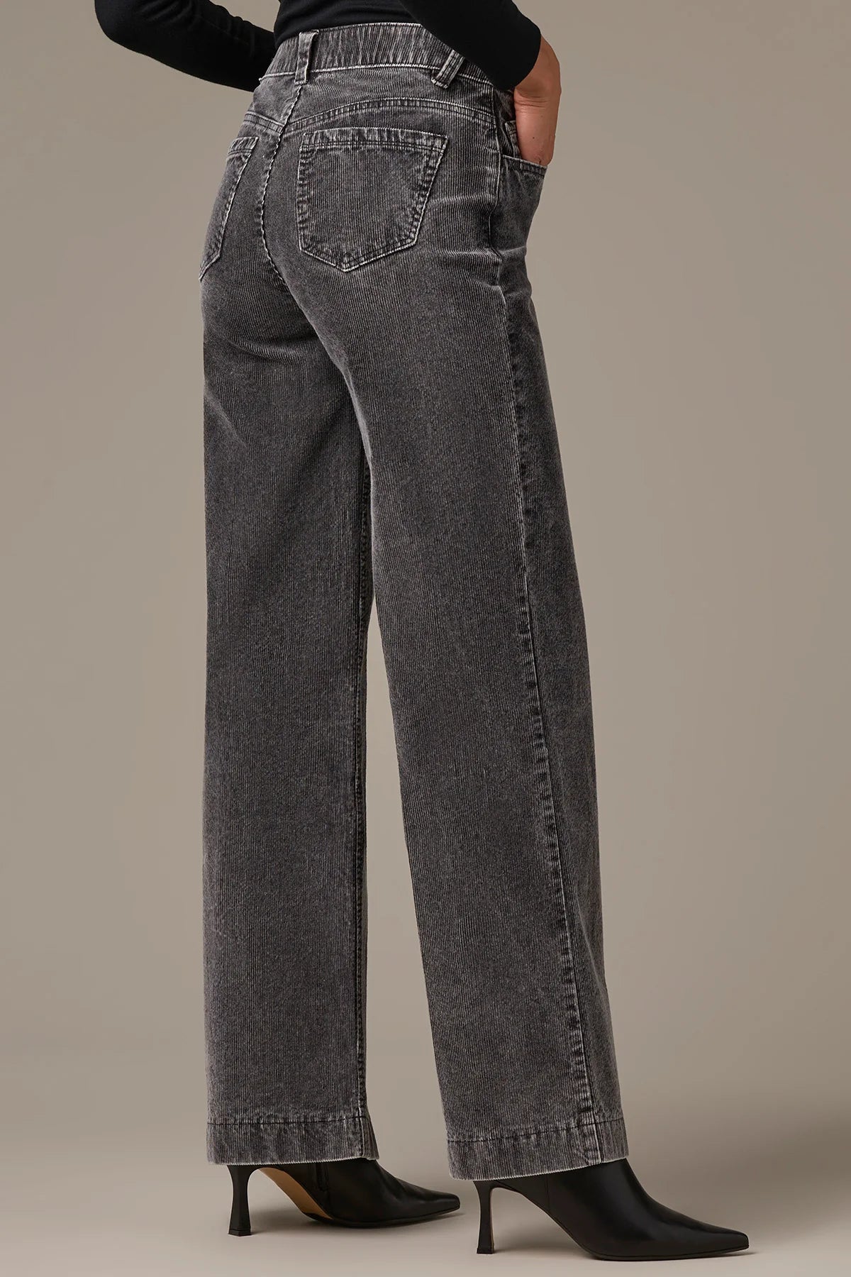 Sam High Rise Wide Leg Pants in Washed Grey