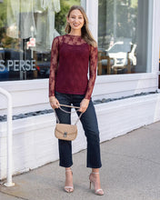 Load image into Gallery viewer, Lace Mesh Top in Port