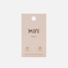 Load image into Gallery viewer, Mini pale pink flower gold earrings with central cubic zirconia in stainless steel