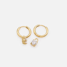 Load image into Gallery viewer, Mini Gold Huggie Earrings with Removable 4mm Cubic Zirconia in Stainless Steel