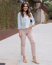 Load image into Gallery viewer, Mel's Fave Distressed Cropped Straight Legged Coloured Denim in Blush SALE