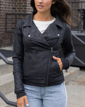 Load image into Gallery viewer, move free leather-like moto jacket