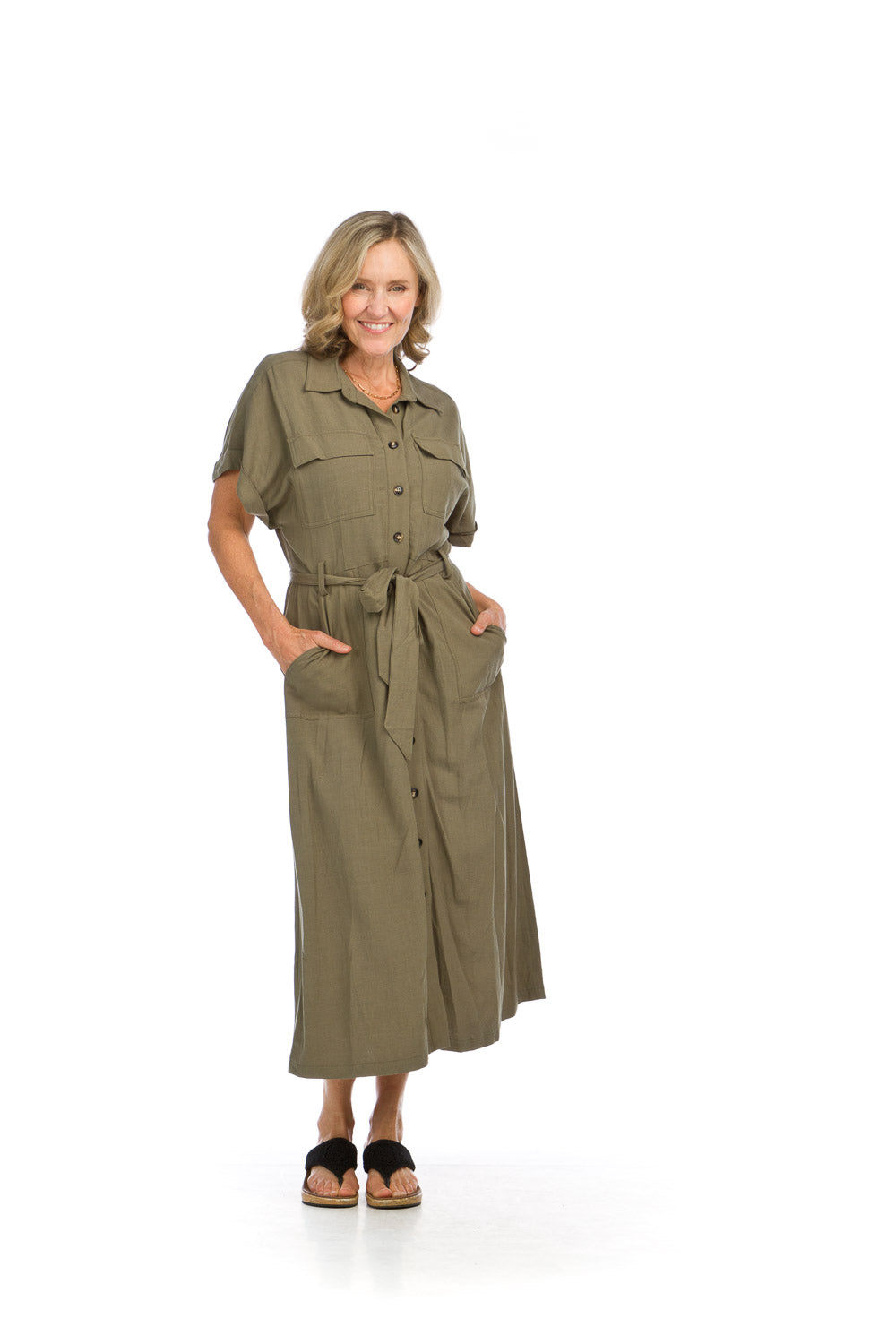 Utility Style Linen Blend Shirt Dress SALE
