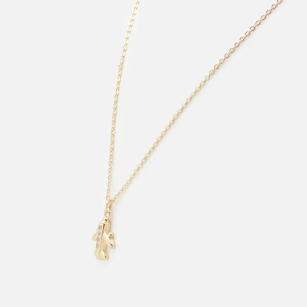 Gold Tone Small Airplane Charm Necklace with Cubic Zirconia