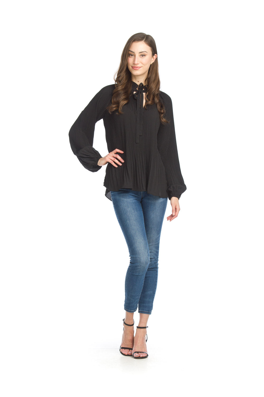 Permanent Pleated Long Sleeve Blouse