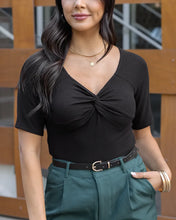 Load image into Gallery viewer, Sweetheart Short Sleeve Top In Black