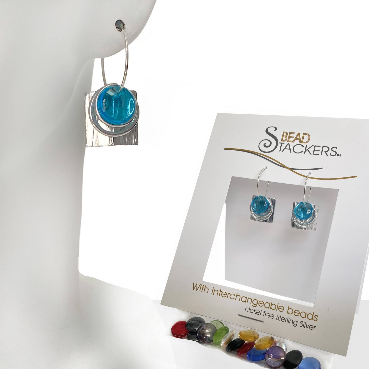 TXSQ36 - Earrings come with 9 interchangeable colours.