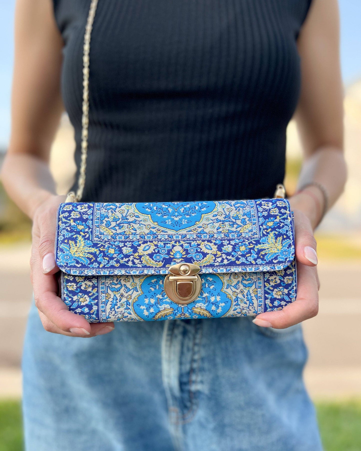 Blue &Gold Turkish Crossbody Bag