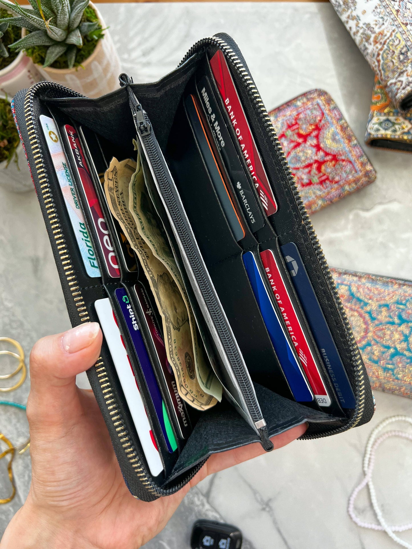 Navy & Red Women' s Wallet