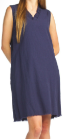 Sleeveless Cotton Dress with Raw Edge and Pockets