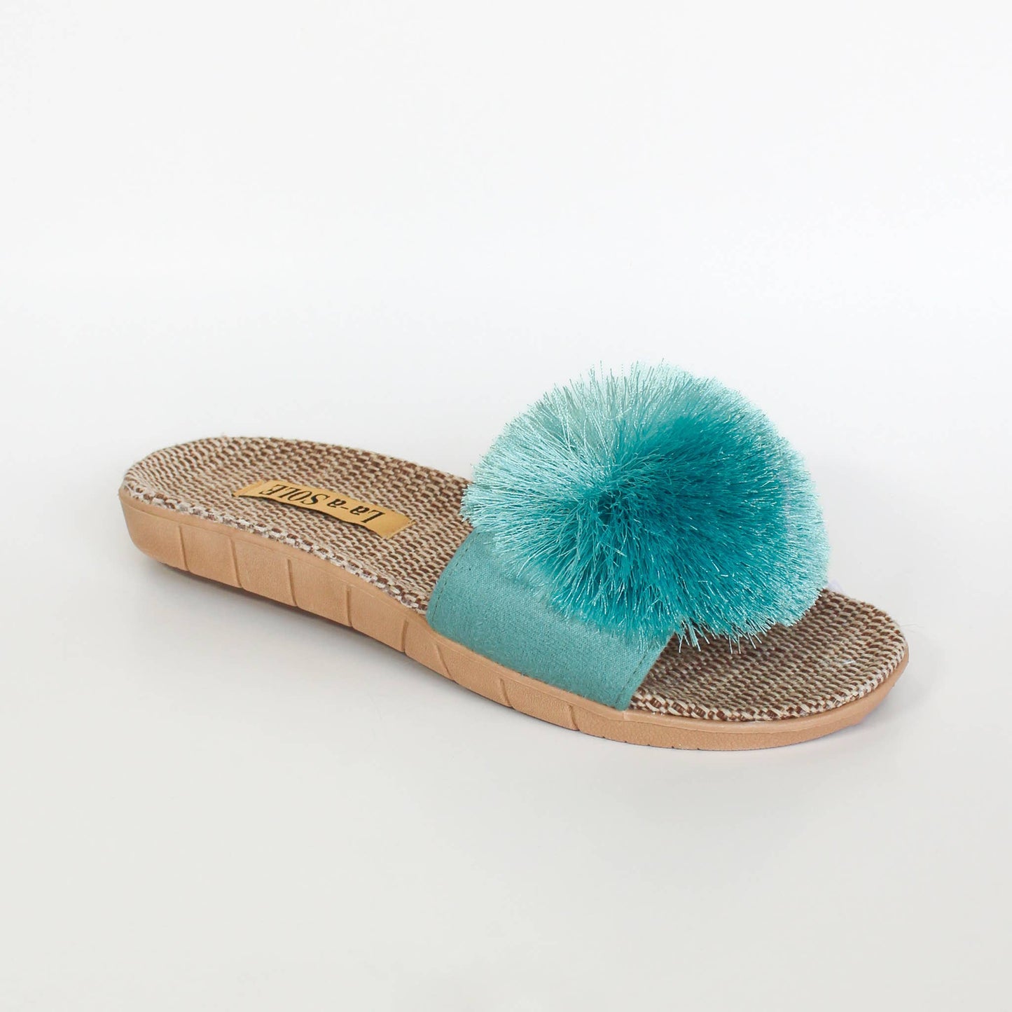 Pom Pom Slides – Aquamarine | Women’s Summer Sandals