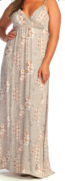 Geo Grecian Style Maxi Dress with U Straps