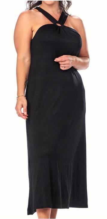Ring Neck Pocketed Bra Cup Dress