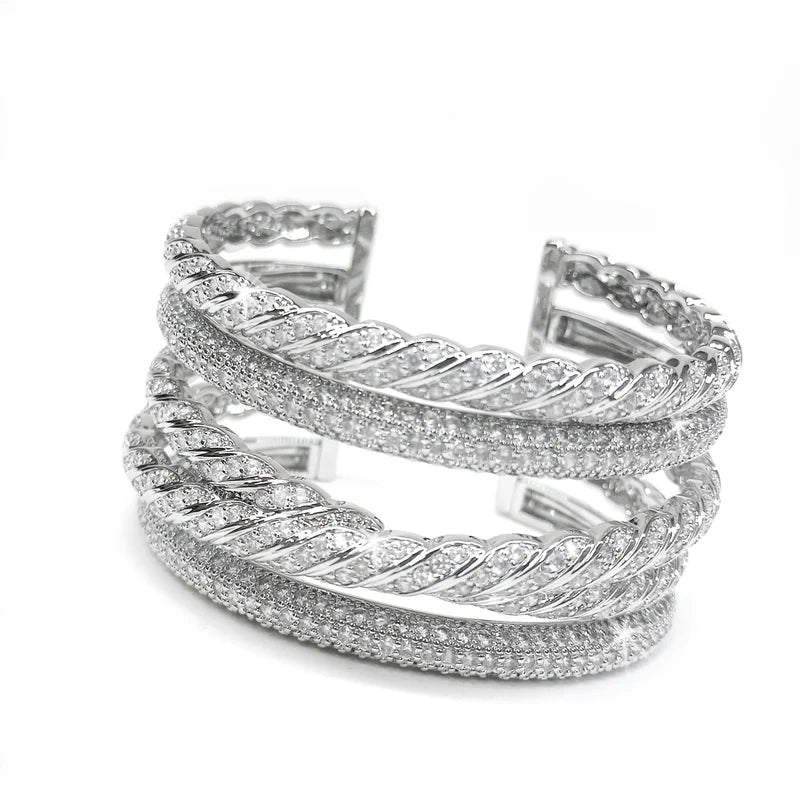 Stacked Rhinestone Bangle Cuff