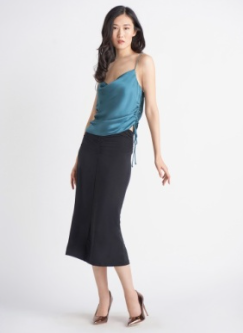 Ruched Front Midi Skirt