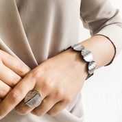 Shiny Metal Hand Painted Round Discs Stretch Bracelet
